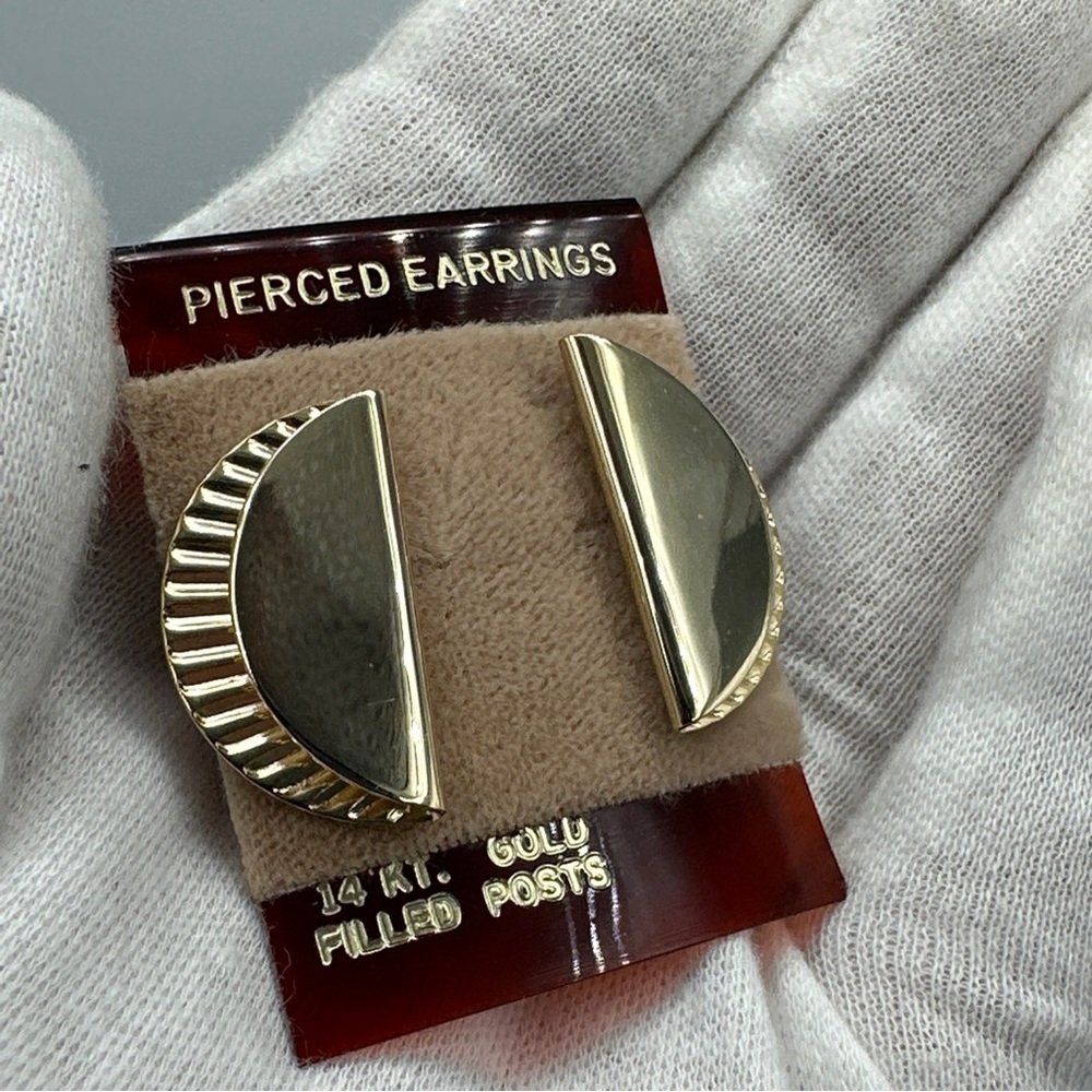 Vintage‎ pierced earrings 14K gold plated #272